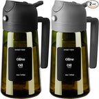 2PCS Olive Oil Dispenser and Oil Sprayer – 16oz/470ml Glass Light-Proof Oil Pourer for Kitchen, Air Fryer, Cooking, Salad, and BBQ