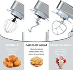 Multifunctional Stand Mixer 6.3Qt 6-Speed Tilt-head, Electric Kitchen Mixer with Stainless Steel Bowl,Meat Grinder, Juice Blender (Silver)