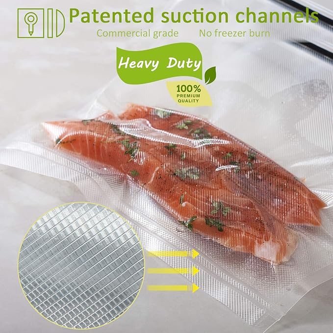 6 Pack 11"x20'(3Rolls) and 8"x20' (3Rolls)Thickened Vacuum Sealer Bags , Smell-Proof, Puncture Prevention, Heavy duty for POTANE, Food Saver, Great for Vacuum storage,Meal Prep or Sous Vide