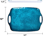 TP Serving Trays with Handles, 17 x 12 Inch Melamine Serving Platters for Food, Meat, Set of 2 Rectangular Trays for Eating, Retro Teal
