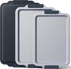 BRONYPRO Non Stick Ceramic Baking Sheet Pan Set of 3, Natural Non Toxic Cookie Sheets for Baking - PFOA, PTFE Free, Aluminized Steel Oven Trays for Cooking with Silicone Handles, Blue Gray