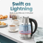 CHEFMAN Lightning High-Powered Electric Kettle, 1.8L 1750W, Rapid Boil 2 Cups in 2 Minutes, BPA Free Cordless Tea Kettle with Digital Temperature Control and 1-Hour Keep Hot – Stainless Steel