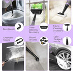 Pressurized Handheld Multi-Surface Natural Steam Cleaner with 12 pcs Accessories, Multi-Purpose Steamer for Home Use, Steamer for Cleaning Floor, Upholstery, Grout and Car (Purple)
