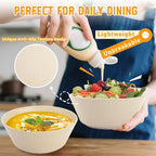 Homienly Cereal Bowl - Wheat Straw Bowls 6 PCS | Microwave & Dishwasher Safe | Patented Textured for Secure Grip| Ideal for Cereal, Soup, Salad - Versatile Dining Alternative to Plastic Bowls(Beige)