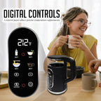 OVENTE Electric Kettle, 1.7L Fast Boiling Water Heater with Digital Touchscreen, Double-Wall Cool Touch Exterior, 5Hr Keep Warm, Auto-Shut Off, Boil-Dry Protection and Borosilicate Glass, Black KD96B