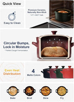 LE TAUCI 3 Quart Ceramic Dutch Oven - Lightweight, Non-Toxic, No Seasoning Needed- Oven, Microwave & Dishwasher Safe, Dutch Oven Pot with Lid for Sourdough, Soup & Stew, Burgundy Red