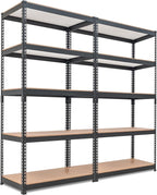 HOMEDANT 5 Tier Laminated Boltless Metal Shelving Unit Adjustable Garage Storage Utility Rack Heavy Duty Shelves Organization Multipurpose Shelf Warehouse Pantry Shed 35.9" W x 18.2" D x 71.3" H 2Pack