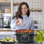 HOMECOOKIN 8 Quart Programmable Slow Cooker, Kitchen Appliances, Perfect Kitchen Small Appliance for Family Dinners, Black Stainless Steel