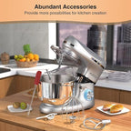 Stand Mixer, 6.5 Qt 660W, 6-Speed Tilt-Head Food Dough Mixer, Kitchen Electric Mixer with Stainless Steel Bowl,Dough Hook,Whisk, Beater, Egg white separator (6.5-QT, Silver)