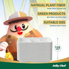 JOLLY CHEF Compostable 𝟱 Compartment Paper Plates 10*8.25*1 𝗶𝗻𝗰𝗵 [𝟭𝟮𝟱 𝗣𝗮𝗰𝗸] Small Heavy Duty Divided Disposable White Eco-Friendly Biodegradable Food Tray for School Lunch Thanksgiving Day