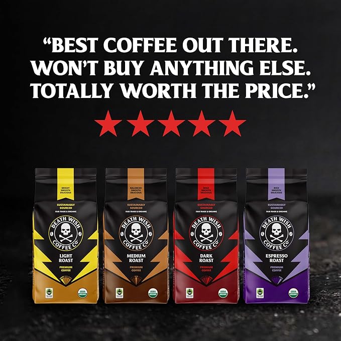 Death Wish Coffee, Organic and Fair Trade, Light Roast Coffee Pods (30 Count)