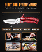 Heavy Duty Poultry Shears - A Must Have chicken processing equipment, Kitchen Scissors for Meat, Chicken, Turkey, and Vegetables - Non-Slip Handle, Safety Lock, Dishwasher Safe