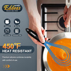 Silicone Whisk, Non Scratch Whisk for Cooking, 5+7+9+11in Balloon Whisks, Suitable for Mixing, Blending. 11in Flat Whisks great for Ceramic Coated pans and Wider shallower pots. (Blue)