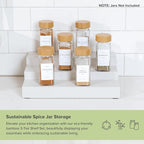 KitchenEdge Expandable Spice Rack Organizer for Cabinet, 3-Tier Shelf for Spice Organization (11” to 22”), Fits 36 Spice Jars, Seasoning and Pantry Storage, Non-Slip Feet, 100% Bamboo, White Finish