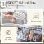 LIANYU Loaf Pans for Bread Baking, 9×5 Inch Stainless Steel Loaf Bread Tins, Non-Stick Baking Pans for Homemade Banana Sandwich Sourdough, Healthy & Sturdy, Set of 2, Rose Gold