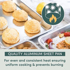 Ultra Cuisine Baking Sheet Pan Set of 2- Professional Bakeware for Roasting, Cooking & More - Food Safe, Warp Resistant, Bake Trays for Oven - Rimmed Half Cookie Sheets for Baking (Aluminum 18 x13")