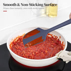 600ºF Heat Resistant Spatulas, High Heat Food Safe Semless Kitchen Silicone Scraper Set for Cooking Baking Mixing Scraping Stirring Nonstick Cookware Pan Bowl (3Pcs,Midniaht Blue)