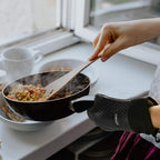 Kitchen Oven Gloves - Dual-Layer Heat Resistant Grilling Gloves, Silicone Oven Mitts with 5 Fingers, Waterproof Non-Slip Pot Holder for Barbecue, Cooking, Baking (XL-XXXL, Black Long)