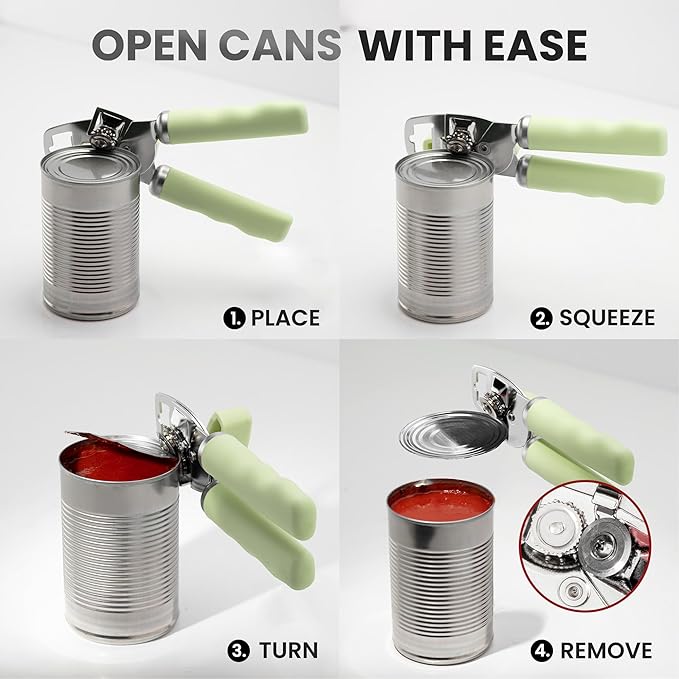 Zulay Kitchen Manual Can Opener with Bottle Opener with Turn Knob
