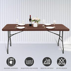 6 Pack Stretch Fabric Table Top Cap Cover, fits 6' Tables, Spandex Table Covers Washable Elastic Rectangle Tablecloth Protector for Indoor Outdoor Party Picnic Wedding, Coffee, 30" W x 72" L