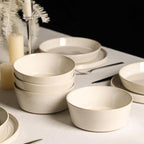 Stone Lain Claire 8-Piece Bowl Set Stoneware, Bowls, Dishwasher and Microwave Safe, Dish Set for 8, White