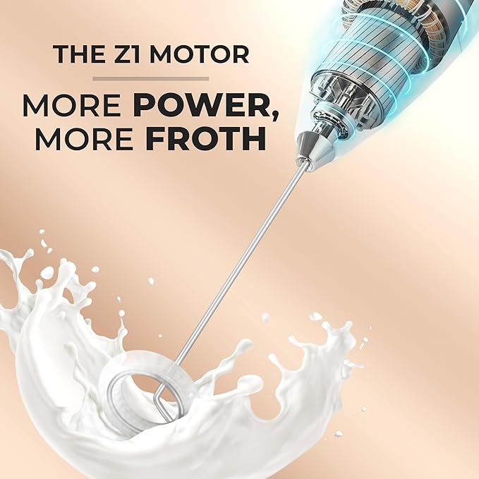 Zulay Kitchen Powerful Milk Frother Wand With 4 AA Duracell Batteries - Ultra Fast Handheld Drink Mixer - Electric Whisk Foam Maker for Coffee, Lattes, Cappuccino, Matcha & Creamer