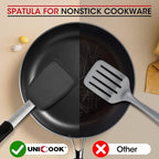 Unicook Flexible Silicone Spatula Turner 2 Pack, 600°F Heat Resistant Spatula for Nonstick Cookware, Essential Kitchen Cooking Utensil for Flipping Eggs, Burgers, Crepes and More, Small and Medium
