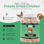 Freeze-Dried Chicken Treats for Cats & Dogs – 100% Human Grade, Single Ingredient, High-Protein, Healthy Snack – No Additives or Preservatives – 7.7oz - Inspected & Tested in USA