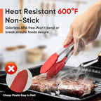 Small Silicone Tongs for Cooking,3 PCS 7-Inch Mini Serving Tong-600°F Heat Resistant Non Stick Stainless Steel Tong s with Silicone Tips Food Tong Cooking Tongs for Salad,Buffet Serving