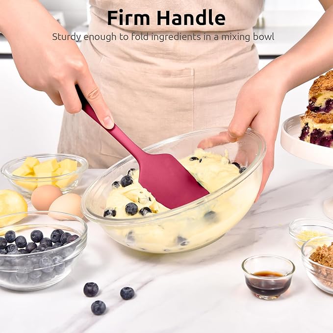 600ºF Heat Resistant Silicone Spatulas: U-Taste Upgraded Flexible Food Grade Silicon Baking Scraper, Sturdy Rubber Kitchen Cooking Mixing Utensils for Nonstick Cookware Set of 4 (Multicolors)