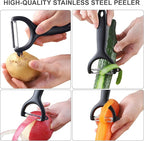 Safe Mandoline Slicer for Kitchen, 5 in 1 Vegetable Chopper, French Fry Cutter For Potatoes, Potato Slicer,Food Chopper,Adjustable Thickness 0.1-8 mm, With Peeler/Cleaning Brush, Mandolin