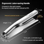 Garlic Press Stainless Steel, Professional Mincer No Need to Peel, Large Trough Presser Ergonomic Handle Easy Squeeze, Ginger Crusher & Masher Dishwasher Safe Rust Proof
