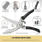 KUNIFU Poultry Shears, All Purpose Heavy Duty Kitchen Scissors For Food Turkey Meat Chicken Herbs, Cooking Scissors Utensils, Kitchen Gadgets Black
