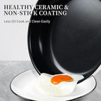 Stainless Steel Frying Pan Set with Lids, 6 Pieces Titanium Ceramic Frying Pans Nonstick W/Lid, Non Stick Egg Omelet Cooking Pan Set with Stay-Cool Handle, Induction Compatible, PFAS&PFTE Free