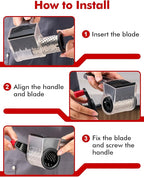 GDL Cheese Grater with Handle, Compact Parmesan Cheese Grater for Kitchen, Dishwasher Safe Parmesan Grater with Stainless Steel Blade for Cheese, Nuts, Chocolate and More, Black