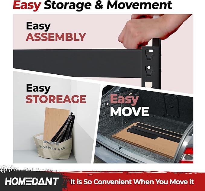 HOMEDANT 5 Tier Laminated Boltless Heavy Duty Garage Storage Adjustable Wide Size Metal Shelving Unit Utility Rack Shelves Organization Shelf Shed Warehouse 47.7" W x 24.1" D x 71.3" H 10Pack