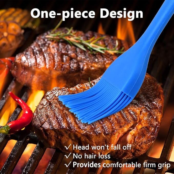 Silicone Basting Pastry Brush Set 5 Pack Heat Resistant Spread Oil Butter Sauce for BBQ Grill Barbeque Kitchen Baking Cooking Pastries, 2 Large & 3 Small Multicolor