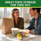 50 Set 8 oz Deli Containers with Lids, Leak-Proof BPA Free Plastic Take Out Bowls, Food Storage Containers for Takeout Meal Prep Storage, Freezer, Microwave & Dishwasher Safe