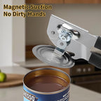 Manual Can Opener, Heavy Duty Power Can Opener with Soft Touch Handle, Sharp Blade, Smooth Edge, Can Opener with Multi-Purpose Bottle Opener, Get a Bottle Opener, Black
