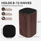 Ninonly Knife Block Without Knives 3 in 1 Universal Square Knife Holder Without Knives with Scissors Slot and Sharpening Rod Detachable Kitchen Knife Holder for Easy Cleaning Space Saver Brown