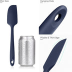 U-Taste Small Mini Silicone Spatula: 9×2inch 600ºF Heat-Resistant Food-Grade Jar Scraper for Kitchen Use, Non-Stick Seamless Flexible Baking Utensil for Mixing, Scraping Jam in Bowl (Midnight Blue)