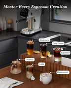Espresso Machines 20 Bar with LED Touchscreen, Adjustable Temperature(185~203°F) Timing(25~60s), Compact Stainless Steel Coffee Maker with Milk Frother Steam Wand for Home Cappuccino & Latte Maker