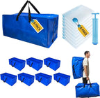 16 Pack Heavy Duty Extra Large Moving Bags with Backpack Straps & Large Vacuum Storage Bags Moving Supply Combo, Moving Totes with Handles & Zippers for Space Saving, Fold Flat, Includes Vacuum Bags