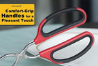 Stainless Steel Kitchen Scissor Tongs Set for Cooking, Grilling & Serving, 3-Piece with Red Handle (10/12/16 Inch)
