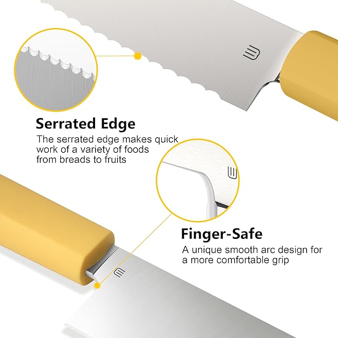 7.5" Serrated Bread Knife for Homemade Bread, Razor Sharp AR-RPM9 Steel & Innovative Wavy Edge, Professional Serrated Knife for Sourdough Bread Cake, Gift Box for Baker Home Chefs