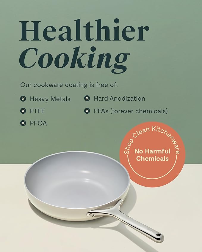 Caraway Fry Pan Duo - Nonstick Ceramic Frying Pan (8" & 10.5”) - Non Toxic, PTFE & PFOA Free - Oven Safe & Compatible with All Stovetops (Gas, Electric & Induction) - Black