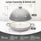 Davivy 5.5QT Enameled Cast Iron Dutch Oven, 10" Round Bread Dutch Oven, Sourdough Bread Baking Pan, Enameled Cast Iron Bread Oven, with Silicone Oven Mitts - Light Grey