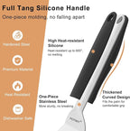 Fish Spatula, 13.3" Stainless Steel Slotted Spatula for Flipping Fish, Egg, Burger, Metal Turner for Kitchen and Grilling Cooking with Silicone Handle, Beveled Edge and Thickened Blade