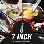 Walfos 7 inch Small Kitchen Tongs for Cooking, Mini Silicone Serving Tongs, Great for Cooking, Salad, Grilling, Pasta, Steaks, Vegetables