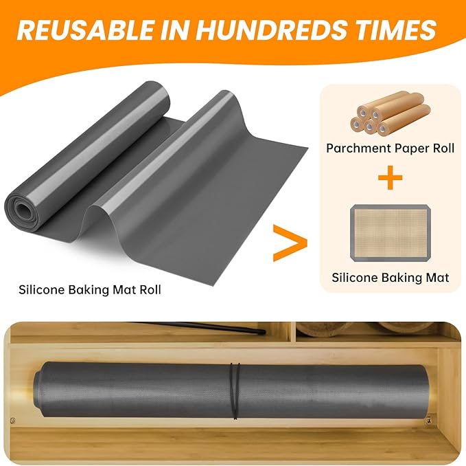 Silicone Baking Mat Roll Pan Liner-Heat Resistant Baking Macaron Bread Mat-Non-stick Pastry Mat-No Slip Reusable Freeze Dryer Mat-Kitchen Counter Mat, Reusable Dough Rolling Mat, Large Silicone Mat
